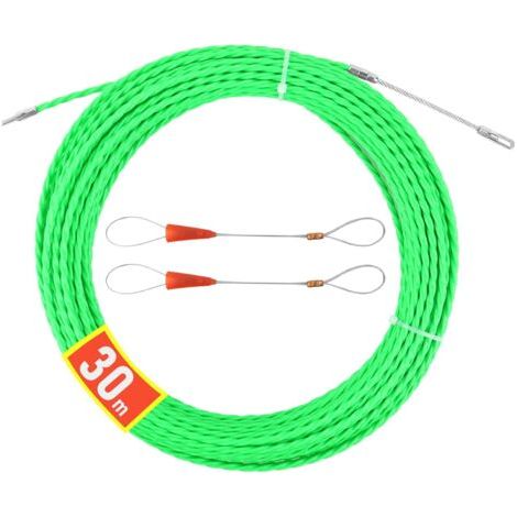 (grün) Elektrikernadel 30 M, Elektrokabelzieher 4 Mm, Kabelzieher Mit 2 Flexiblen Führungsköpfen, Kabelnadel, Elektrokabeleinfädler Zum Verlegen Von Kanälen