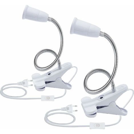 2 Stück Tischlampensockel Mit Led E27, Doppelte Ampulle Mit Pinzette, Lampenhaltersockel Mit Cygne-stiftsockel, Lampenclip Für Tisch Mit 360°-unterbrechungslampe, Preis Für Vorlesung, Make-up