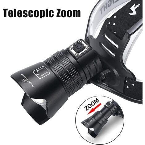 Led-frontlampe, Wiederaufladbar, Zoombar, Frontlampe Mit 3 Modi, Frontlampe Für Jagd, Angeln, Camping