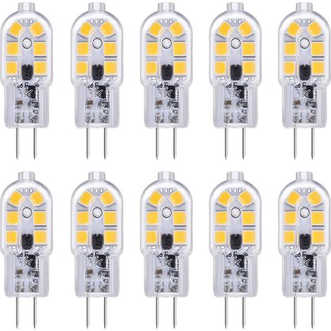 10er-pack G4-led-glühbirne, 12 V, 2 W, Kaltweiß 6000 K, 12 Leds, Ersetzt G4 10–20 W Halogenlampen, 200 Lm, Ac/dc 12 V, G4-bipolarsockel, Für Hauben Und Kronleuchter, Nicht Dimmbar [energieklasse