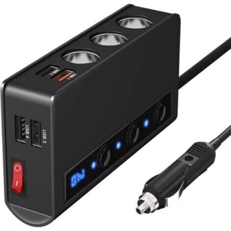 Zigarettenanzünder-ladegerät Mit Splitter-sockel, 180 W, Zigarettenanzünder-adapter Mit 4 Usb-anschlüssen, Separater Spannungsanzeige Qc3.0, Schnelles Aufladen Für Dashcam-telefone Und -tablets