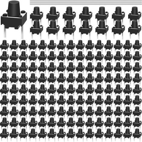 Lot Von 150 Taktilen Mini-unterbrechern Mit Momentaner Knopfleiste Und 2 Broschen, 6 X 6 X 7 Mm, Kombiniertes Montage-/halteset Mit Stecknadel Auf Der Rückseite, Bedruckter Schaltkreis, Fotofoto