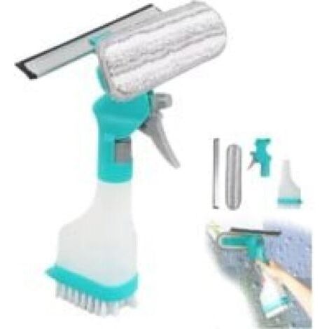 Kit De Nettoyage De Vitres 4 En 1 Pour Voiture, Kitchen, Salle De Bain, Portes De Duche With Flacon Pulvérisateur, Raclette, Grattoir (bleu)