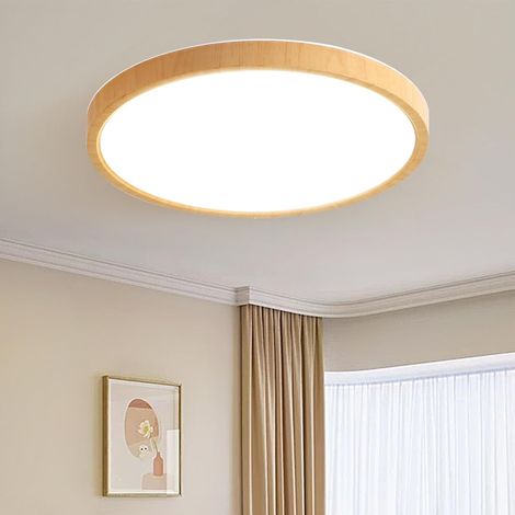 Ultradünne Led-unterputz-deckenleuchte, Holzeffekt, Modernes Design, 24 W, 3000 K/4000 K/6000 K, Rund Wählbar, Für Wohnzimmer, Küche, Badezimmer, Flur [energieklasse F]