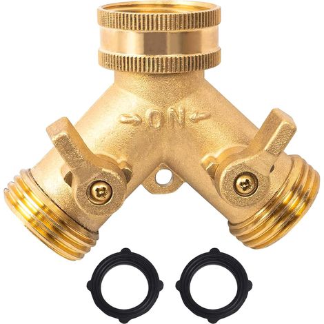 Doppelhahn Für Waschmaschine, 2-wege-y-anschluss 3/4" Für Gartenschlauch Mit Unabhängigen Ein-/aus-ventilen Zum Anschluss Von 2 Geräten.