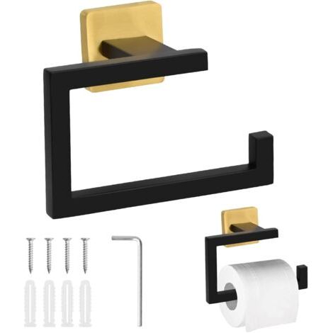 Toilettenpapierhalter, Toilettenpapierhalter Aus Edelstahl, An Der Wand Montierte Toilettenpapierhalter, Toilettenpapierhalter, Toilettenpapierspender Für Badezimmer Und Küche (schwarzgold)