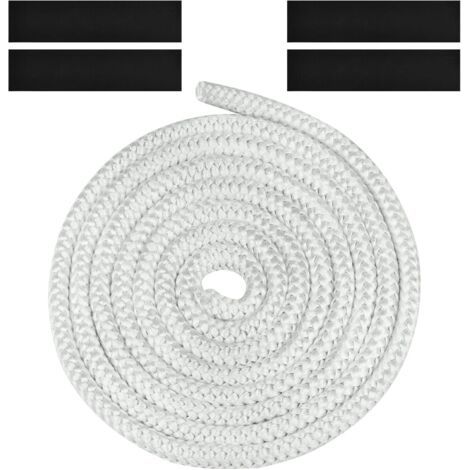 Geflochtene Dichtung Für Einsatz Und Ofen, 10 Mm X 3 M Glasfaserdichtung Mit 4 Bändern, Für Holzofen, Kamin, Weiß