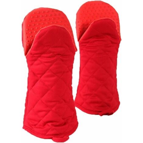 Paar Doppel-ofenhandschuhe, Universelle Grillhandschuhe Aus Gummi Und Baumwolle, Hitzebeständige Kochhandschuhe Bis 540 °f, Lange, Dicke Und Weiche Topflappen Zum Kochen