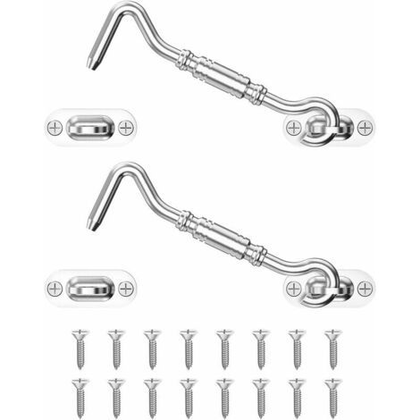 Kabinenhaken, Edelstahl 4 Schiebe-scheunentürriegel, Privattürhaken Und Öse, Dicker Türriegel, Fensterriegel Und Riegel (2, Silber)
