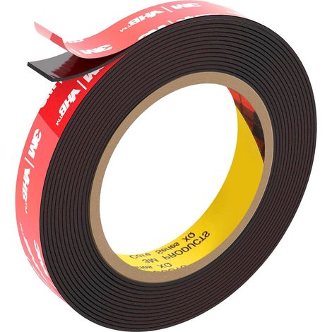 Extra Starkes Doppelseitiges Klebeband, Wasserfest (15 Mm X 3 M), Für Nummernschilder, Haushalt, Innen-/außenbereich, Schwarz