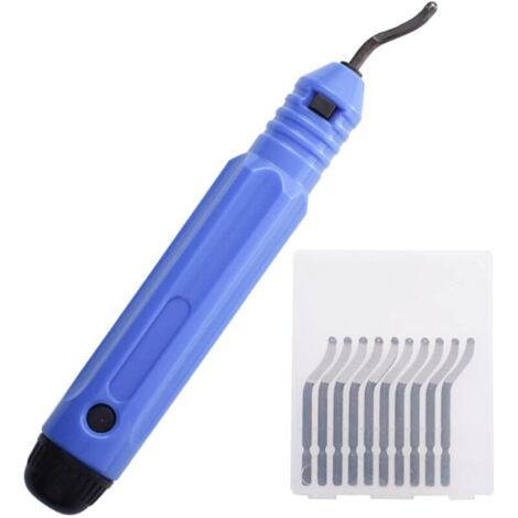 Manuelles Entgratungswerkzeug, Um 360° Drehbare Klinge Mit 10 Metallklingen Für Aluminium, 3d-druck, Kupfer, Stahl, Kunststoff Und Pvc (blau)