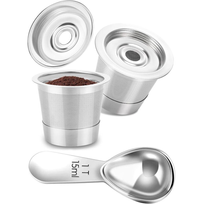 2 Kaffeekapseln, Messbecher Aus Edelstahl, Silber