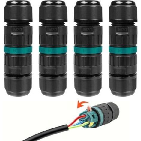 4 Stück 3-adriger Wasserdichter Steckverbinder, Wasserdichte Drahtverbinder, Elektrische Anschlussdose, Ip68 Wasserdichter Elektrischer Anschluss, Außenkabelhülsenanschluss Für Erdkabel
