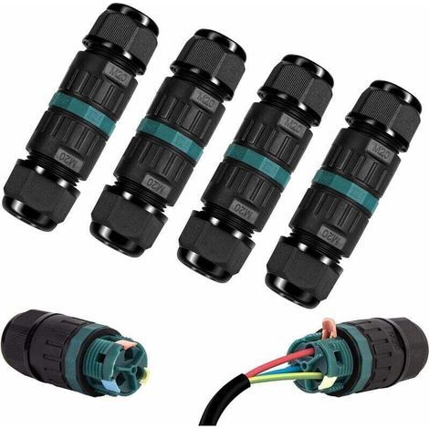 Wasserdichter Ip68-anschlusskasten – Set Mit 4 2-wege-außensteckverbindern, Wasserdichter Domino-anschlusskasten Für Externe Verkabelung Für Erdkabel Mit Einem Durchmesser Von 9–12 Mm