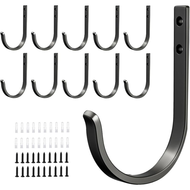 10 Stück Häkelarbeiten Muraux Noir, Patère Porte Manteau Murale, Patere Salle De Bain, Patères À Visser Pour Panneaux Acoustiques, Pour Mur, Porte, Salle De Bain, Douche, Armoire, Couloir