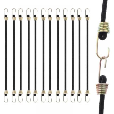 Bungee-spanner Mit Haken, 15 Stück, Elastische Kordel, 25 Cm Elastisches Bungee-seil, Robuste Gummi-elastikgurte Zur Sicherung Von Gepäck, Zelt, Planen, Auto