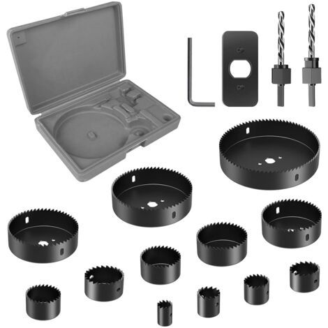 Set Mit 16 Lochsägen 19-127 Mm, Für Schwere Arbeiten, Mit Innensechskantschlüssel, Für Trockenbau- Und Dichteplatten.