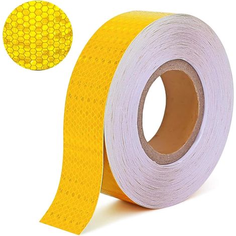 Selbstklebendes Reflektierendes Klebeband, 25 M X 5 Cm, Selbstklebendes Klebeband, Hochfester Klebereflektor, Wasserfestes Fluoreszierendes Klebeband, Für Fahrrad, Auto, Kinderwagen, Motorrad (gelb)