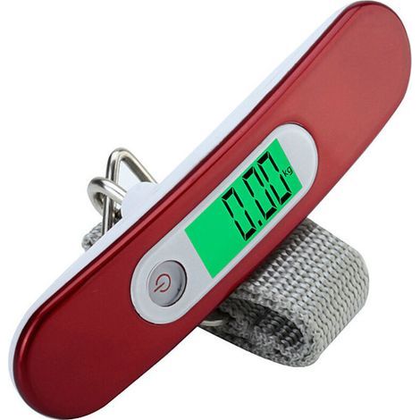 Elektronische Gepäckwaage, Tragbare Waage, Digitale Gepäckwaage, Max. 50 Kg/110 Lb (lb, G, Oz, Kg), Elektronische Waage/tara-funktion/reisen/einkaufen/post/zuhause/außenbereich, Rot