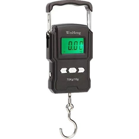 Angelwaage, 165 Lb/75 Kg Hängegepäckwaage, Elektronische Angelwaage Mit Hintergrundbeleuchtetem Lcd-display, Maßband Und 2 Aaa-batterien, Geeignet Für Outdoor-angeln