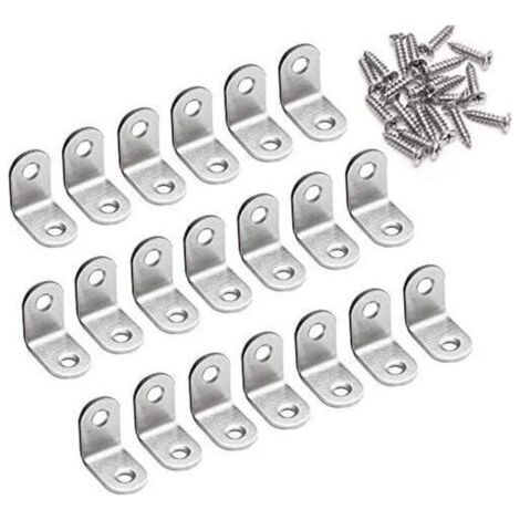 Befestigungswinkel, 90-grad-rechtwinklige Halterung, 20 X 20 X 16 Mm, L-förmige Metall-edelstahl-eckwinkel, Supporen Für Holzmöbel, Schrankhalterung, 20 Stück.