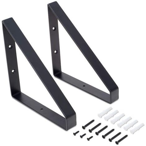(schwarz) 2er-pack Robuste Dreieckshalterungen Aus Metall, Wandregalhalterungen, Eckhalterungen Aus Metall Zum Aufhängen Von Möbeln, Industrieverbinder Mit Schrauben
