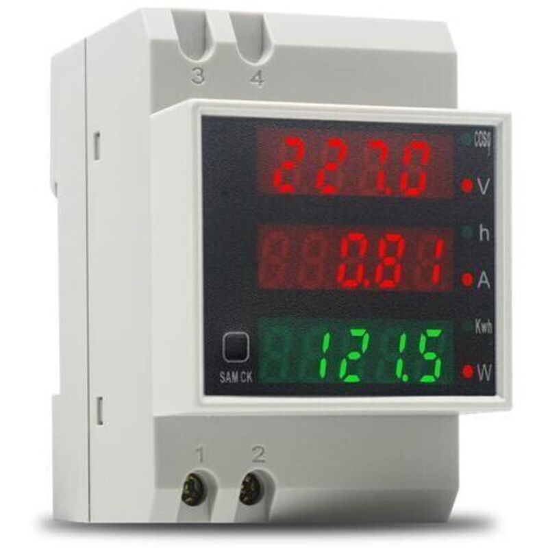 Pr Rail Electric Compteur D'Electricité Rail Din Compteur D'Energie Monophasé Voltmeter Ampèremeter Numérique Ac 80-300v 100a Wattmeter Compteur Consommation Electric 1 Phasé Meter Watt Kwh