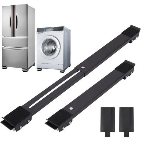 Lot Von 2 Erweiterbaren Roulettes Für Möbel, Einstellbare Roulettes Für Waschmaschinen, Mobile Halterung Aus Metall Für Kühlschränke, Spülbecken, Spülbecken, Spülbecken, Schwarz