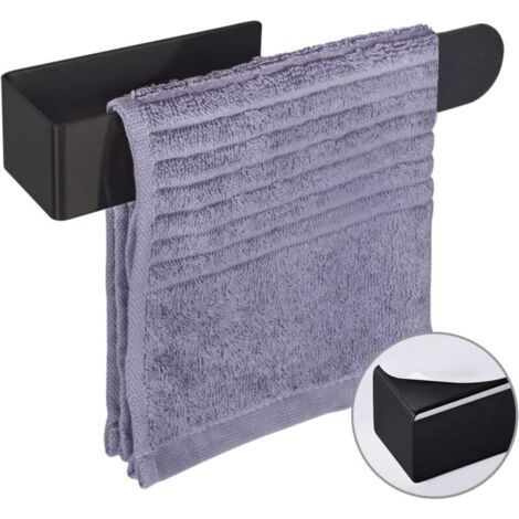 Porte Serviettes Mural Noir 23 Cm Sans Perçage, Anneau Adhésif, Idéal Pour Salle De Bain, Cuisine Et Wc
