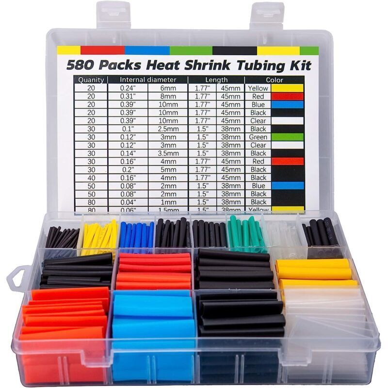 580 Stück Thermoretractable Gaine, Kontraktionsverhältnis 2:1 Im Kit De Tube De Câble Thermoretractable D'Isolation Électrique (6 Farben, 11 Längen)