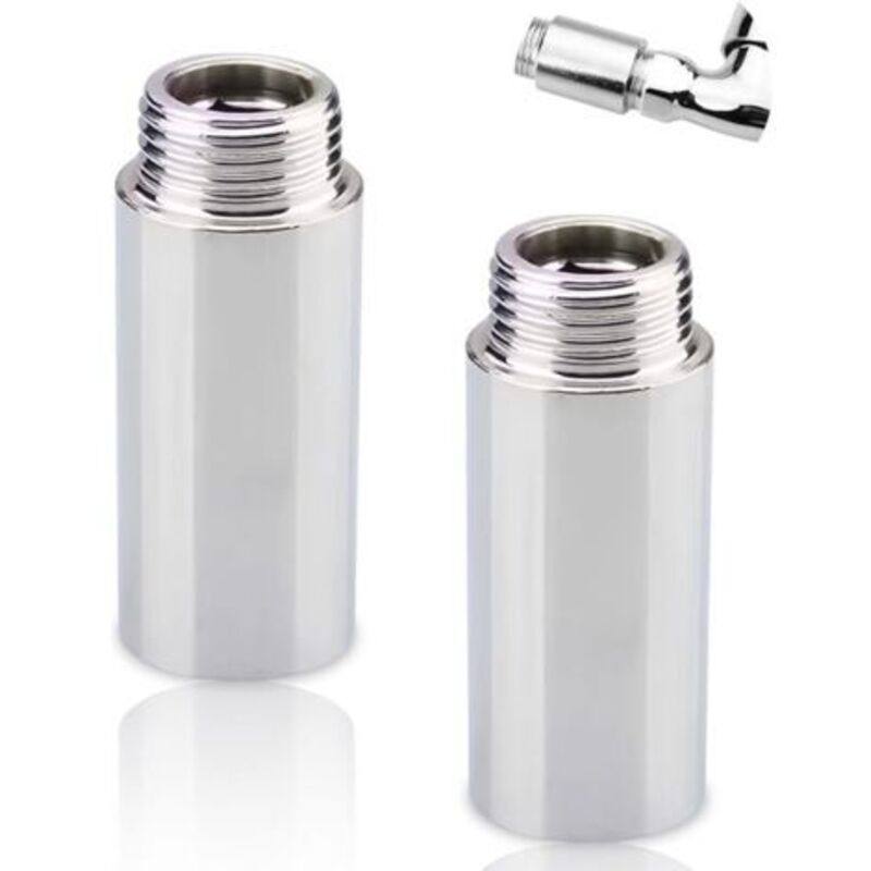 2er Set Wasserhahnverlängerung 1/2" X 80 Mm, 1/2" Ig X 1/2" Ag, 80 Mm Edelstahl, Duschkopfverlängerung, Verlängerung Für Heizung Und Trinkwasser