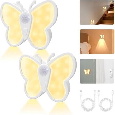 Papillon-leuchte Mit Wiederaufladbarem Bewegungsmelder, 5 Helligkeitsstufen, Kinderlampe, Ideal Für Zimmer