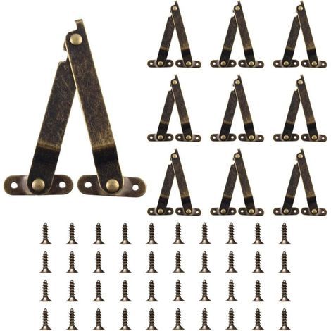 10 Stück Pliant Support Charnière, Charnière De Support De Couvercles, Charnières De Soutien Antique Mit Vis Pour Boîtes En Bois, Armoires