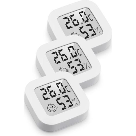 Aiperq Mini Hochpräzises Digitales Innenthermometer-hygrometer, Temperaturmonitor Und Luftfeuchtigkeitsmesser, Thermo-hygrometer-komfortniveauanzeige (4,3 Cm, 4,3 Cm, Weiß, 3)