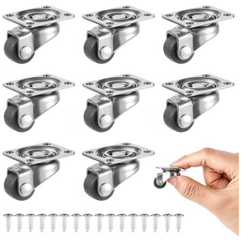 Set Mit 8 Kleinen Lenkrollen, 360 Kleine Drehbare Gummiräder, Universal-transportrollen Mit Schrauben Für Mini-möbel-aufbewahrungsbox
