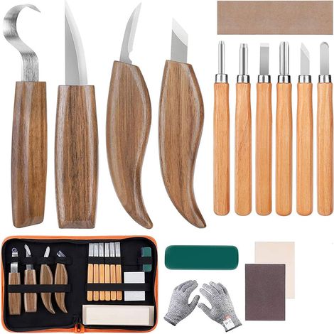Holzbearbeitungsmeißel, Schnitzwerkzeuge, 15-teiliges Schnitzmesserset, Chrom-vanadium-stahl Und Hochmanganstahl