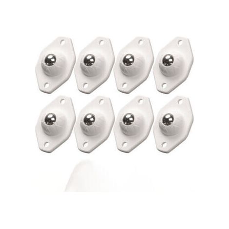 Set Mit 8 Mini-flachstahlrollen 360° Weiß – Universell Für Kleingeräte Und Aufbewahrungsboxen