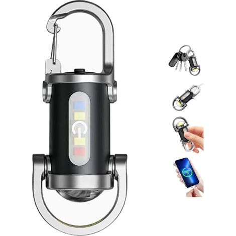 Ultrastarke Wiederaufladbare Led-taschenlampe Über Usb C, Selbstverteidigung, Wasserdicht, 7 Modi, Schlüsselanhänger-taschenlampe, Outdoor, Camping, Notfall, Angeln