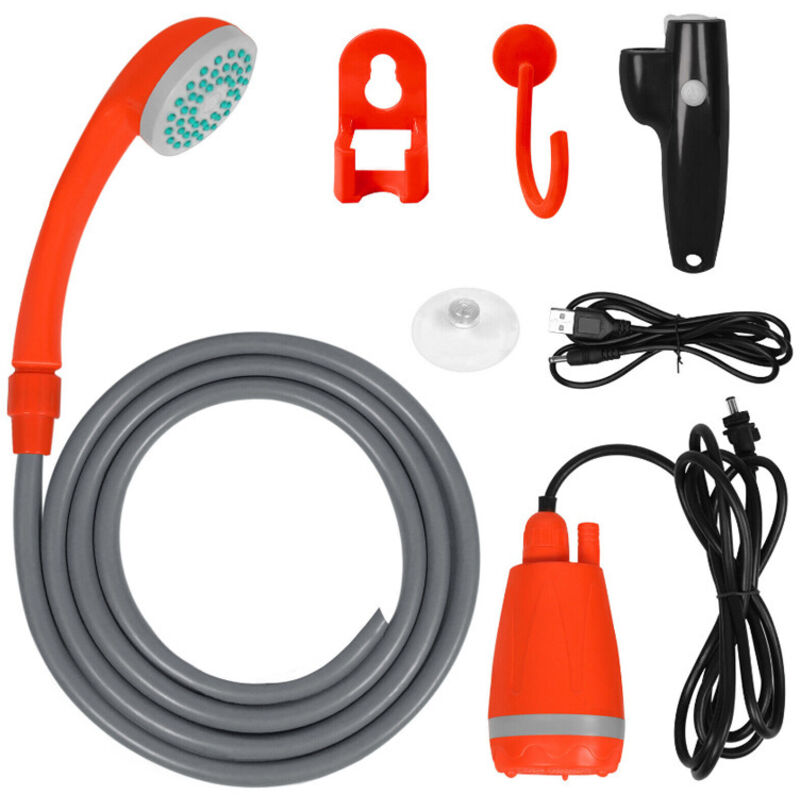 Autodusche, Tragbar, Usb, Elektrisch, Wiederaufladbar, Lithiumbatterie, Orange