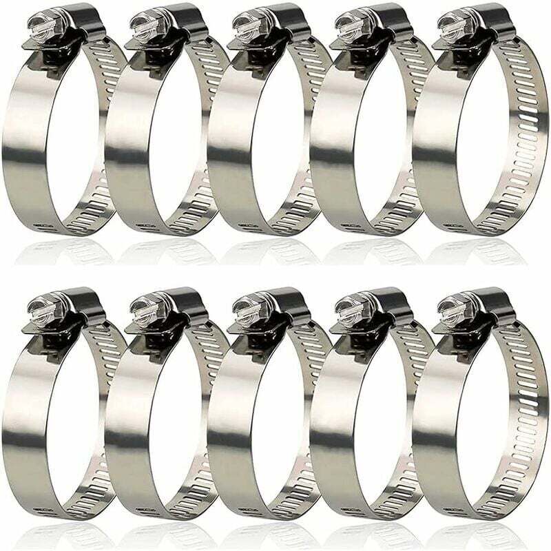Schlauchklemmen, 10 Stück, Verstellbare Schlauchklemmen 27–51 Mm, Schlauchklemmen Aus Edelstahl 304