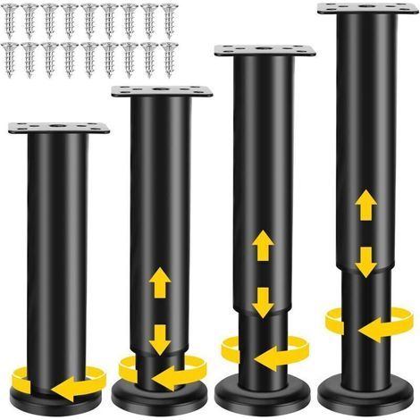 4 Pieds De Meuble, 18–30 Cm Pied De Meuble Reglable, Metal Pieds Meuble De Salle De Bain Pour Canapé Armoire Jambe Table Chaise – Schwarz