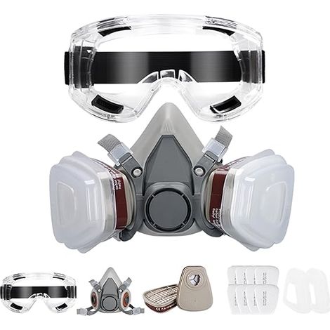 Schützende Gesichtsmaske, Wiederverwendbare Atemschutzmaske Mit Filtern Und Anti-staub-gasbrille Zum Malen, Staub, Partikel, Polieren, Schleifen, Schweißen, Heimwerken Und