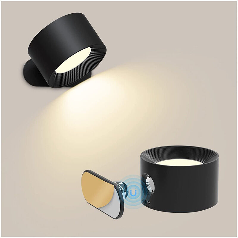 Led-touch-wandleuchte Für Den Innenbereich Mit Usb-ladeanschluss, Touch-steuerung, 3 Helligkeitsstufen, 3 Temperaturen, 360° Drehbare Nachttischlampe Für Schlafzimmer, 1 Stück (schwarz)