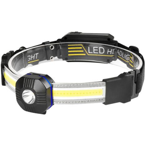 Wiederaufladbare Usb-stirnlampe, Xpg + Cob-led-stirnlampen Mit Warnlicht, 210°-beleuchtung