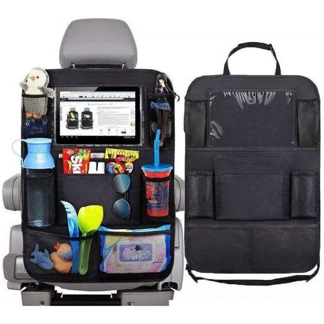 Linghhang – Organisateur De Voiture 2 Pièces – Protection Arrière De Siège Auto Imperméable – Support Tablette Transparent – 8 Poches De Rangement Enfants