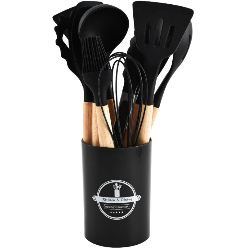 Set Mit 12 Küchenutensilien, Schwarz