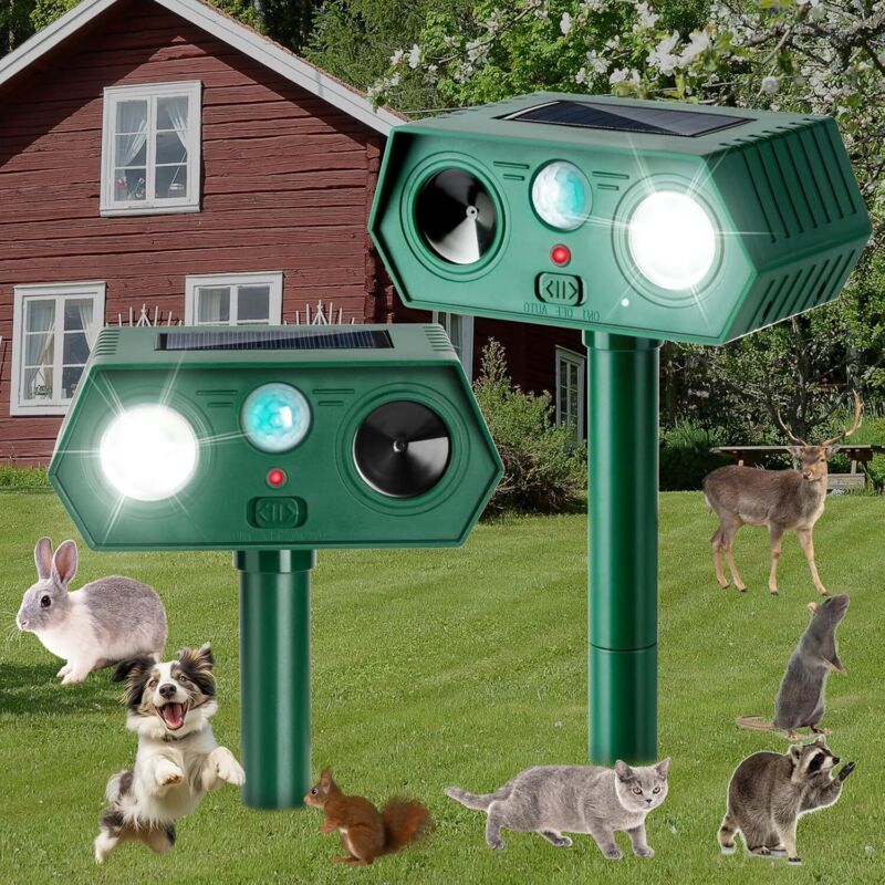 2er-pack Ultraschall-tiervertreiber, Solarbetriebene Und Bewegungsempfindliche Außenabwehrgeräte Mit Blinkenden Led-lichtern, Geeignet Für Gärten Und Rasenflächen.