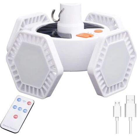Camping-solarlampe Mit 169 Leds – Biegsam – Mit Fernbedienung – Wiederaufladbar Über Usb – 5 Modi Ipx5 – 360 ° Drehbar – Für Rand, Garten, Grill