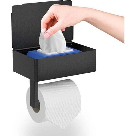 Wand-toilettenpapier-toilettenpapier Ohne Fenster Mit Abstellfläche Und Vertreiber Von Luftfeuchtigkeitswäsche, Selbstklebendes Schwarzes Papier-toilettenpapier-toilettenpapier, Praktisch In Badezimme
