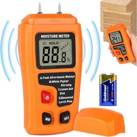 Digitaler Feuchtigkeitstester, Stiftfeuchtemessgerät, Lcd-display Mit Hintergrundbeleuchtung Zur Messung Des Feuchtigkeitsgehalts Von Holz